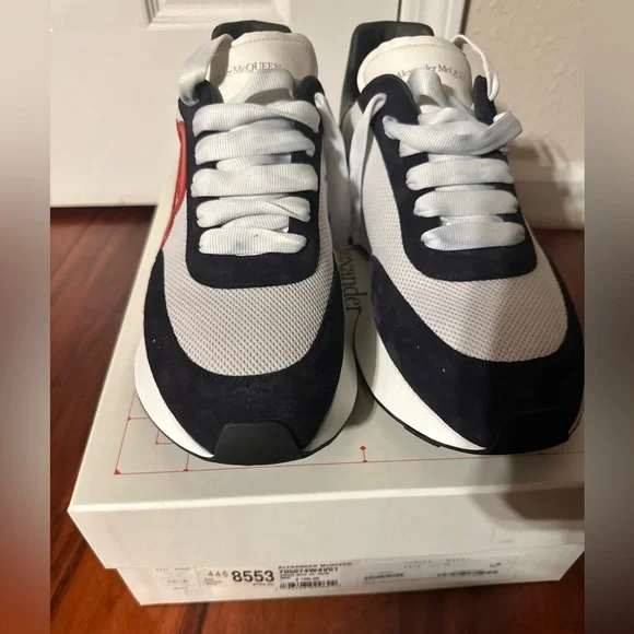 Alexander McQueen Black White Red Low-Top Athletic Sneakers